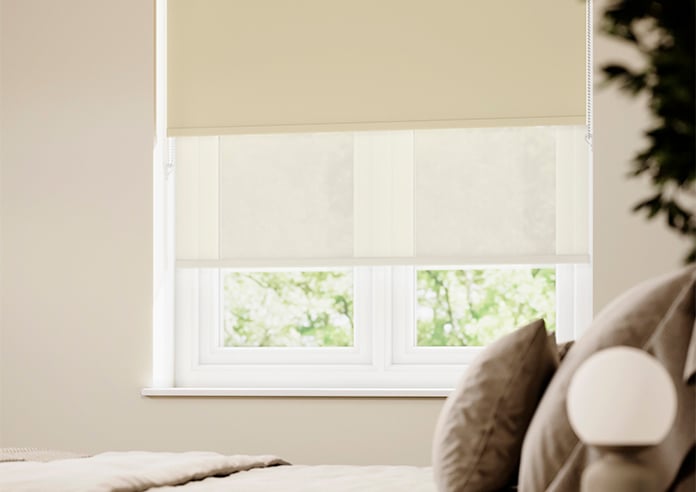 Rimini (Blackout), Mocha & Optima Linen - Double Roller Blind - Image 5